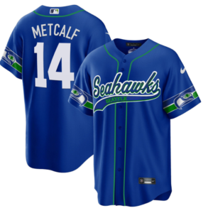 Nike Seahawks 14 DK Metcalf Royal Baseball Thorwback Vapor Limited Men Jersey