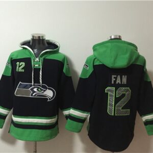 Seahawks 12 Fan Black Ageless Must-Have Lace-Up Pullover Hoodie