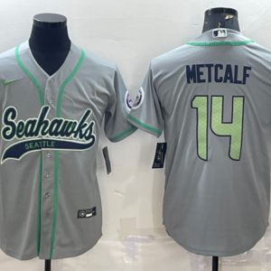 Nike Seahawks 14 D.K. Metcalf Grey With Patch Vapor Baseball Limited Men Jersey
