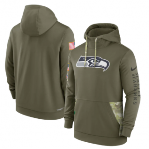 Seattle Seahawks 2022 Olive Salute to Service Tonal Pullover Hoodie