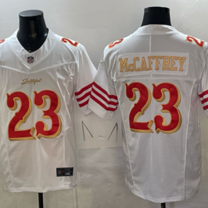 San Francisco 49ers  23 McCaffrey White Gold Rivalries F.U.S.E. Vapor Limited Men Jersey