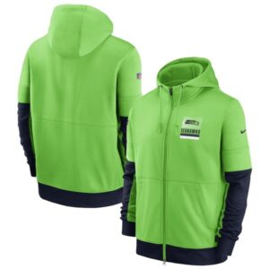 Seahawks Green Sideline Impact Lockup Performance Full-Zip Hoodie