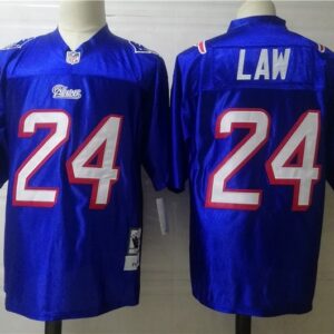 Patriots 24 Law Blue Throwback Men Jersey