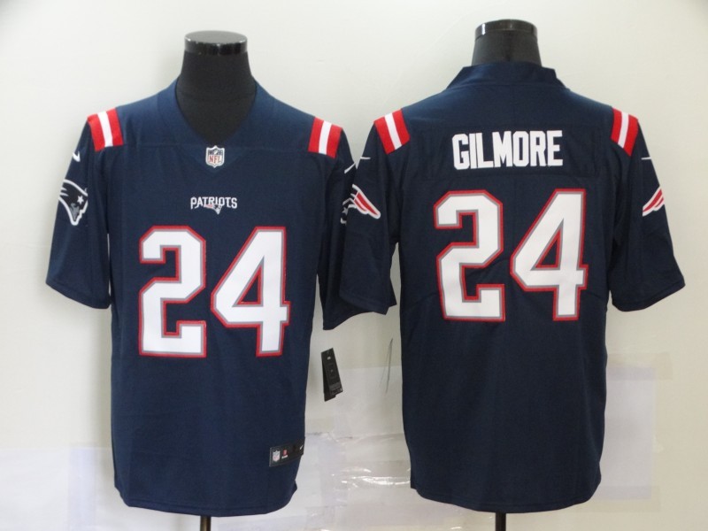 Nike Patriots 24 Stephon Gilmore 2020 New Blue Vapor Limited Men Jersey