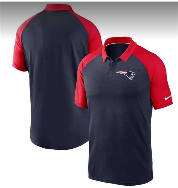 New England Patriots Navy Fan Gear Raglan Tri-Blend Performance Polo