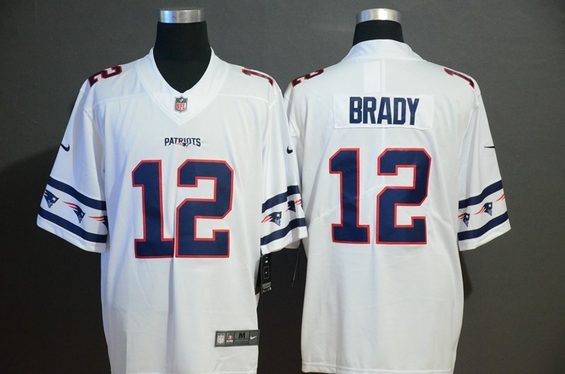 Nike Patriots 12 Tom Brady 2019 New Team Logo Vapor Limited Men Jersey