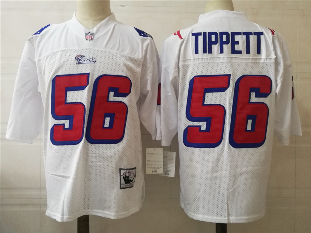 Patriots 56 Andre Tippett White Throwback Men Jersey