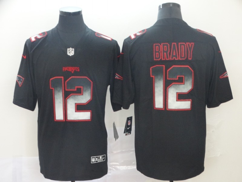 New England Patriots 12 Tom Brady Black 2019 Smoke Fashion Limited Men Jersey