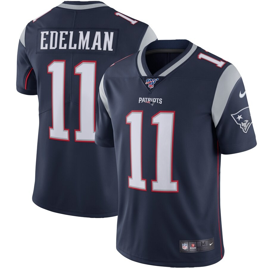 Nike Patriots 11 Julian Edelman Navy 100th Season Vapor Untouchable Limited Men Jersey
