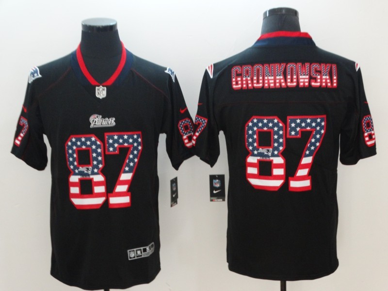 Nike Patriots 87 Rob Gronkowski Black USA Flag Fashion Limited Men Jersey