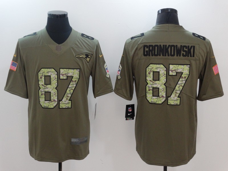 Patriots 87 Rob Gronkowski Olive Camo Salute To Service Limited Men Jersey