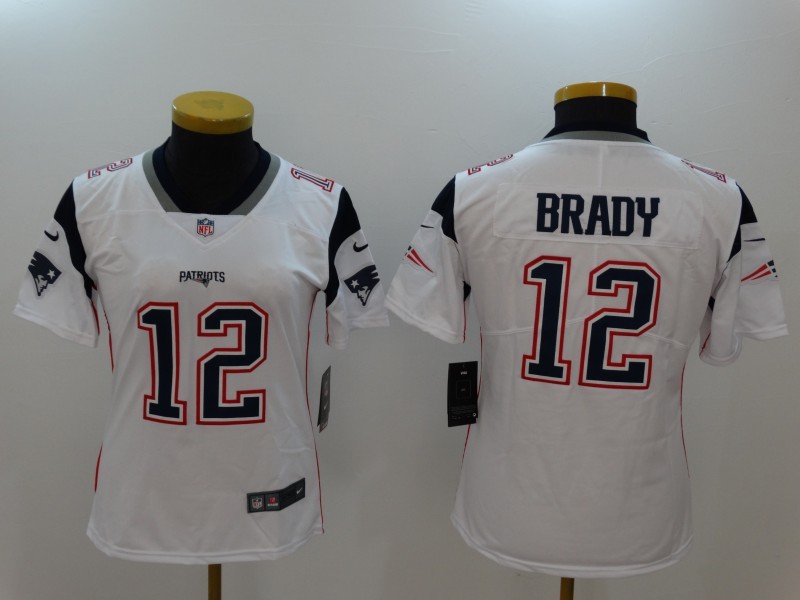 Nike Patriots 12 Tom Brady White Vapor Untouchable Women Limited Jersey