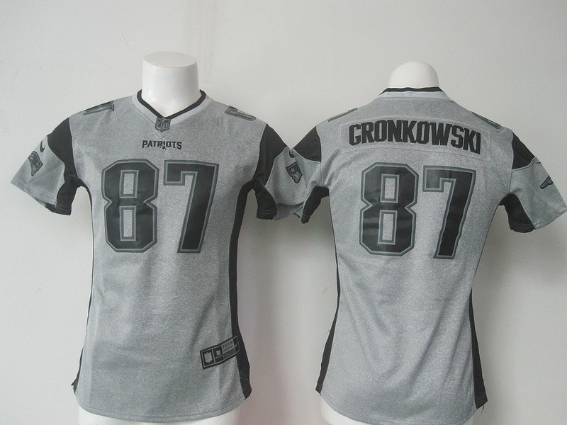 Patriots 87 Rob Gronkowski Gridiron Gray II Women Jersey