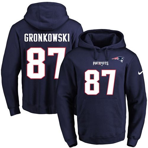 Patriots 87 Rob Gronkowski Navy Men Pullover Hoodie