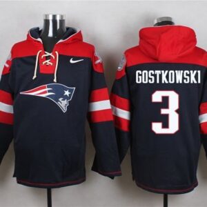 Patriots 3 Stephen Gostkowski Navy Blue Player Pullover Hoodie Sweatshirt