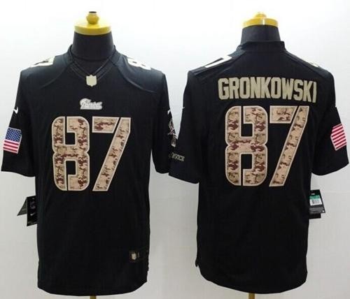 Patriots 87 Rob Gronkowski Black Men Stitched Limited Salute to Service Jersey