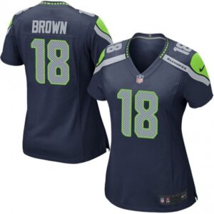 Nike Seahawks 18 Jaron Brown Blue Women Jersey