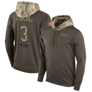 Seahawks 3 Russell Wilson Olive Salute To Service Pullover Hoodie