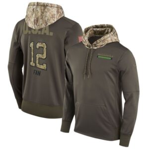 Seahawks 12 Fan Olive Salute To Service Pullover Hoodie