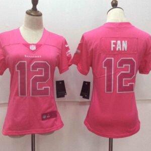 Seattle Seahawks 12 Fan Pink Stitched Limited Rush Fashion Women Jersey