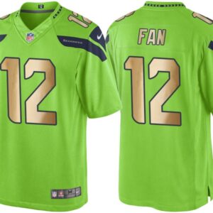 Seahawks 12 Fan Green Color Rush Gold Men Limited Jersey