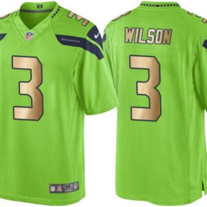 Seahawks 3 Russell Wilson Green Color Rush Gold Men Limited Jersey