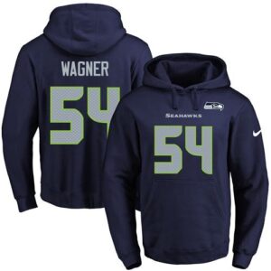 Seahawks 54 Bobby Wagner Navy Men Pullover Hoodie