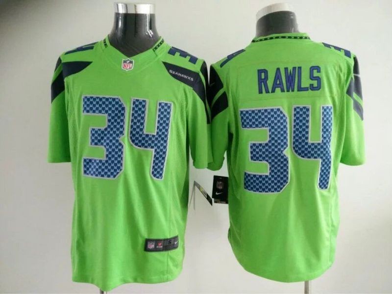 Seahawks 34 Thomas Rawls Green Color Rush Men Limited Jersey