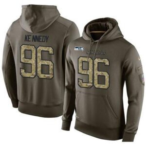 Men Seahawks 96 Cortez Kennedy Green Olive Salute To Service KO Performance Hoodie