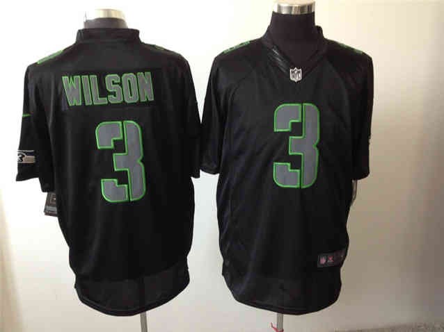 Seahawks 3 Russell Wilson Black Impact Men Limited Jersey