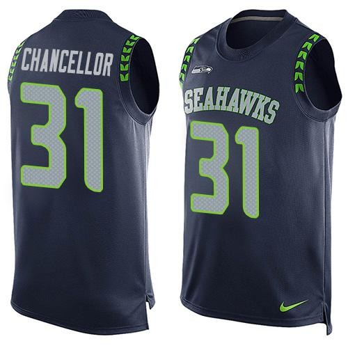 Seahawks 31 Kam Chancellor Steel Blue Men Limited Tank Top Jersey