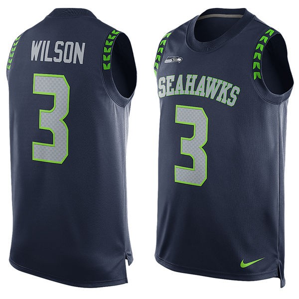 Nike Seahawks 3 Russell Wilson Blue Tank Top Jersey