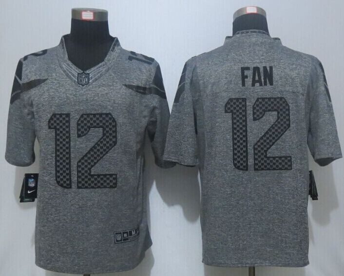 Seahawks 12 Fan Gray Mens Stitched Limited Gridiron Gray Jersey