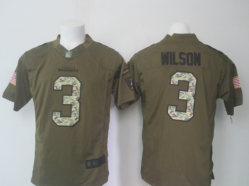 Seahawks 3 Russell Wilson Green Salute To Service Limited Men Jersey