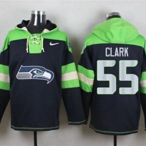 Seahawks 55 Frank Clark Steel Blue Player Pullover Hoodie Sweatshirt