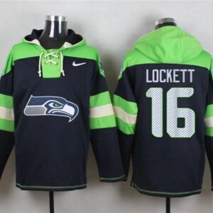 Seahawks 16 Tyler Lockett Steel Blue Player Pullover Hoodie Sweatshirt