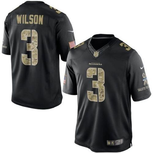 Seahawks 3 Russell Wilson Black Men Stitched Limited Salute to Service Jersey