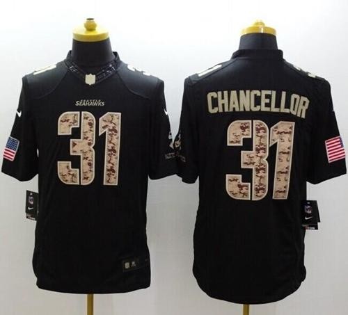 Seahawks 31 Kam Chancellor Black Men Stitched Limited Salute to Service Jersey