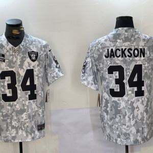 Nike Raiders 34 Bo Jackson Arctic Camo 2024 F.U.S.E. Salute to Service Limited Men Jersey (Runs Small)