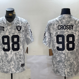 Nike Raiders 98 Maxx Crosby Arctic Camo 2024 F.U.S.E. Salute to Service Limited Men Jersey (Runs Small)