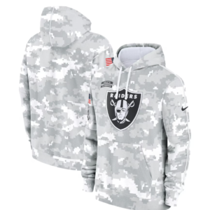 Raiders 2024 White Grey Salute To Service Hoodie (Runs Small)