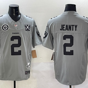 Nike Raiders 2 Ashton Jeanty Grey F.U.S.E. Vapor Limited Men Jersey with 65th Patch