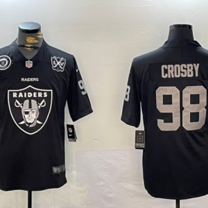 Nike Raiders 98 Maxx Crosby 65th Anniversary Black F.U.S.E Vapor Limited Men Jersey