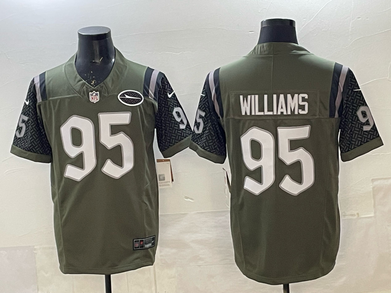Nike Jets 95 Quinnen Williams Olive 2025 Rivalries F.U.S.E. Vapor Limited Men Jersey
