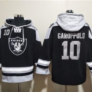 Raiders 10 Jimmy Garoppolo Black Ageless Must-Have Lace-Up Pullover Hoodie