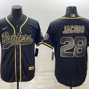 Nike Raiders 28 Josh Jacobs Black Gold Vapor Baseball Limited Men Jersey