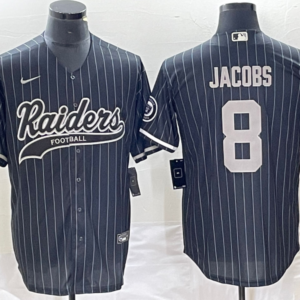 Nike Raiders 8 Josh Jacobs Black Stripe Baseball Vapor Limited Men Jersey
