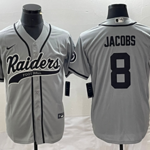Nike Raiders 8 Josh Jacobs Grey Baseball Vapor Limited Men Jersey