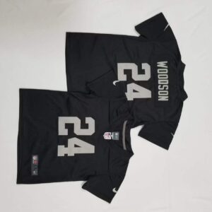 Nike Raiders 24 Charles Woodson Black Toddler Jersey