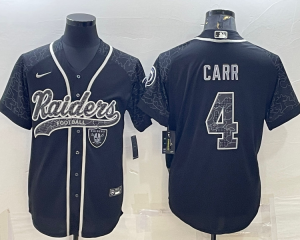 Nike Raiders 4 Derek Carr  Black Reflective Vapor Baseball Limited Men Jersey
